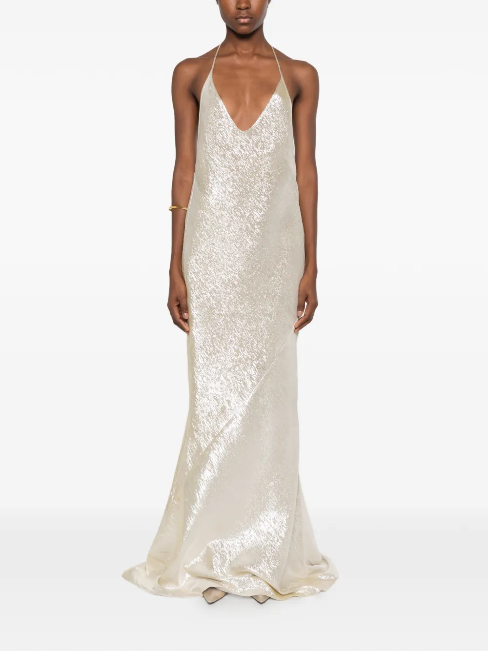 TOM FORD metallic-effect backless maxi dress Beige