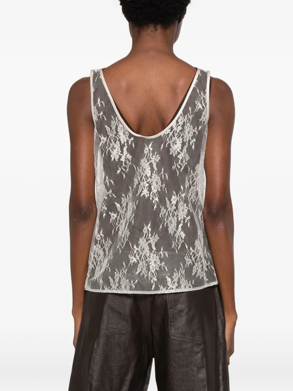 TOM FORD lace-overlay top Zilver