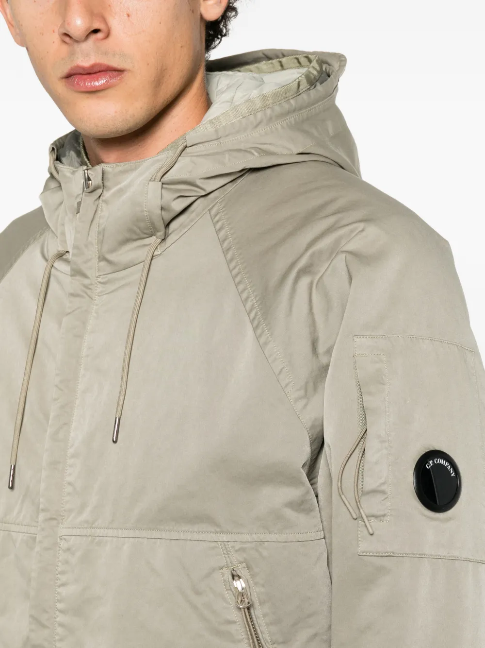 C.P. Company Lens-detail hooded jacket Groen