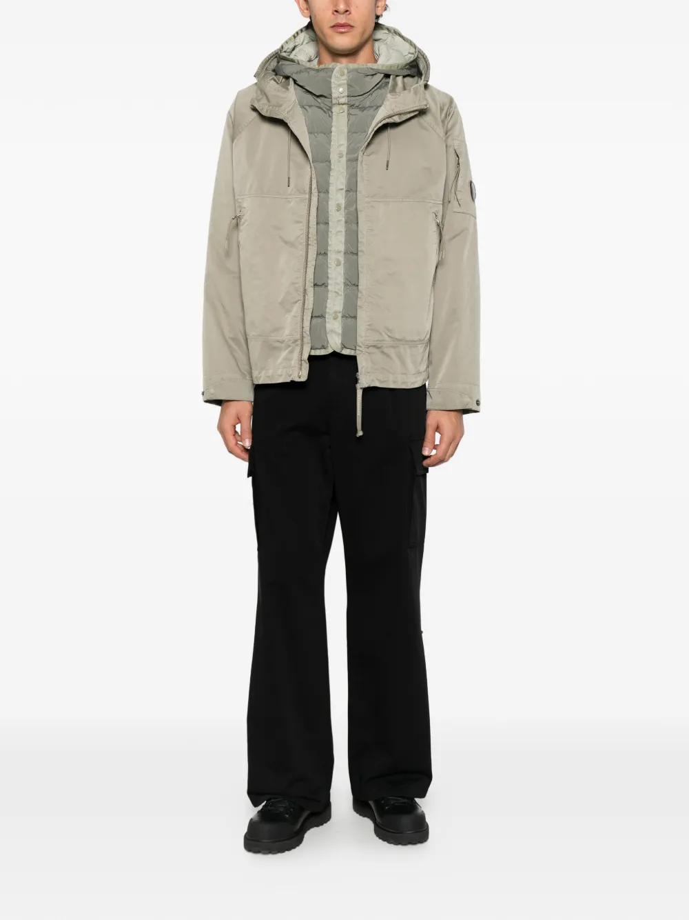 C.P. Company Lens-detail hooded jacket Groen