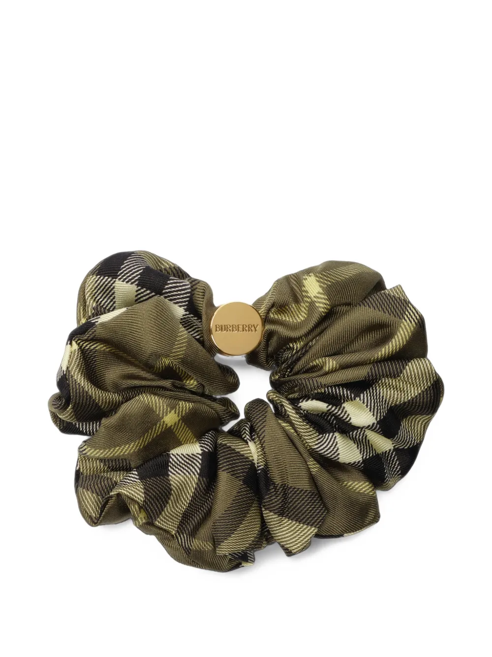 Burberry Check silk scrunchie Groen