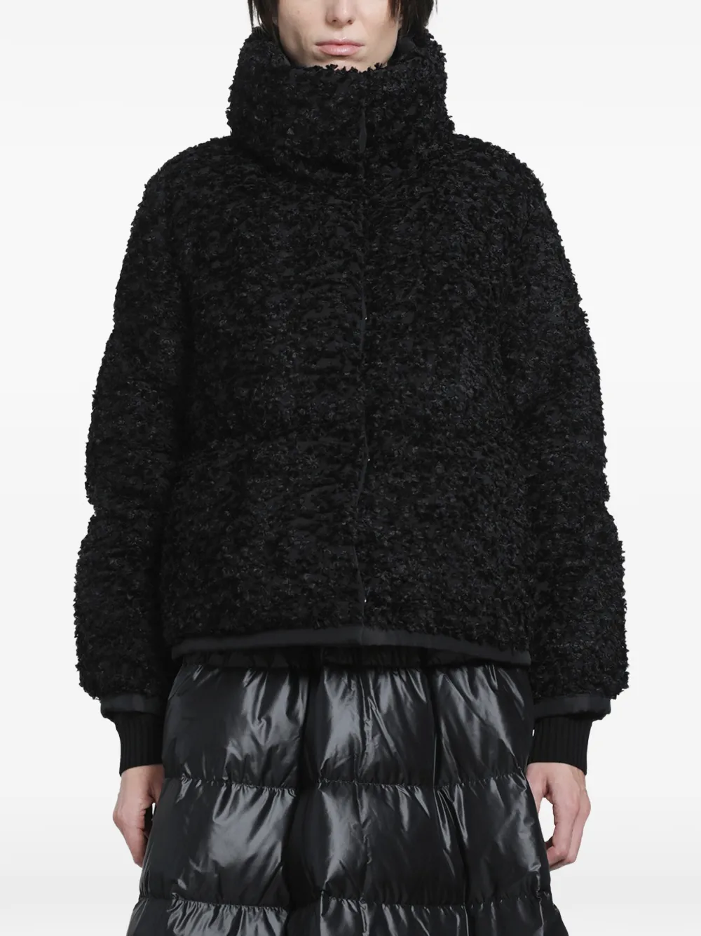 Moncler Sittelles short jacquard fil coupé jacket Zwart