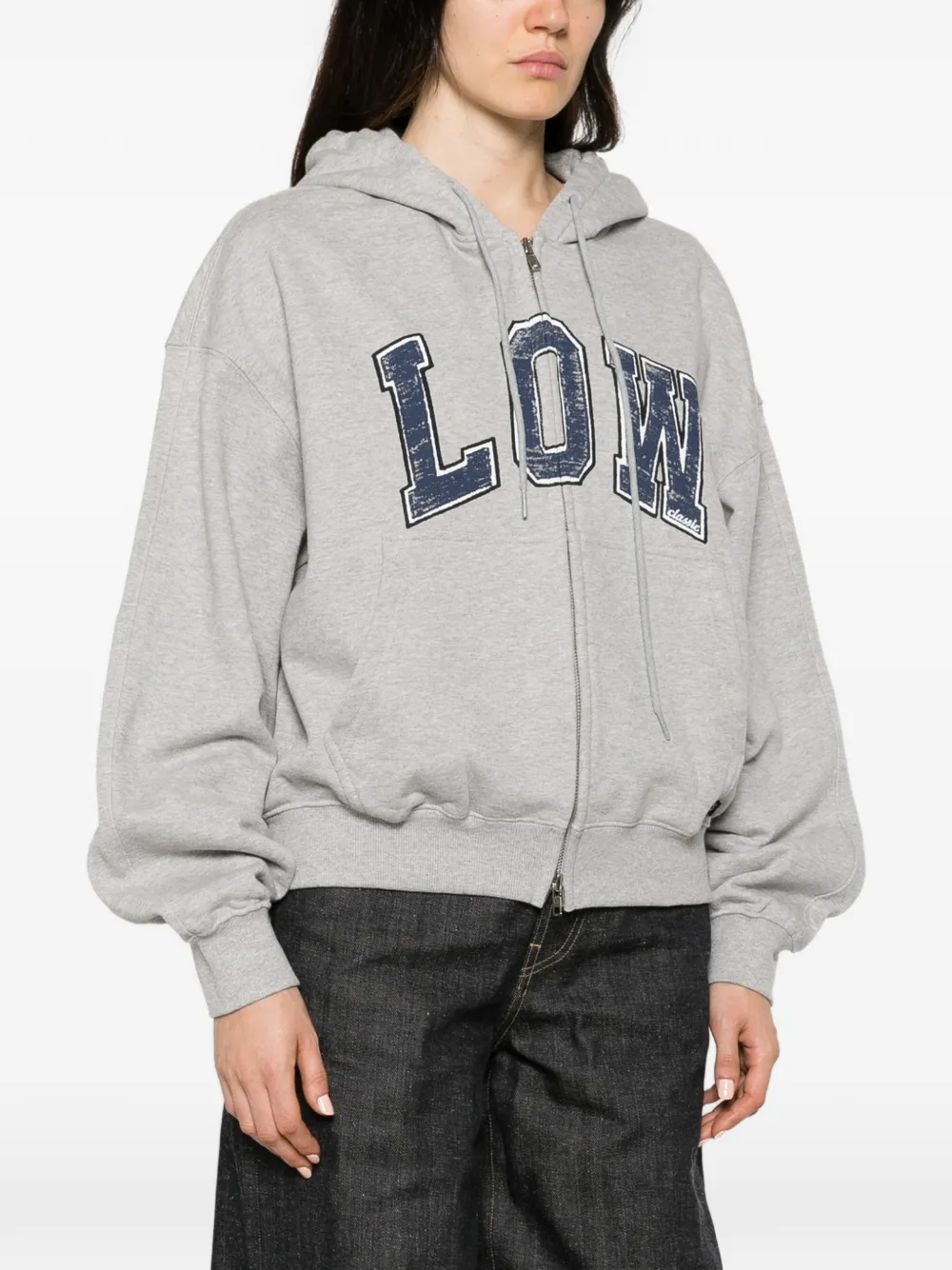 Low Classic logo-print zip-up hoodie Grijs