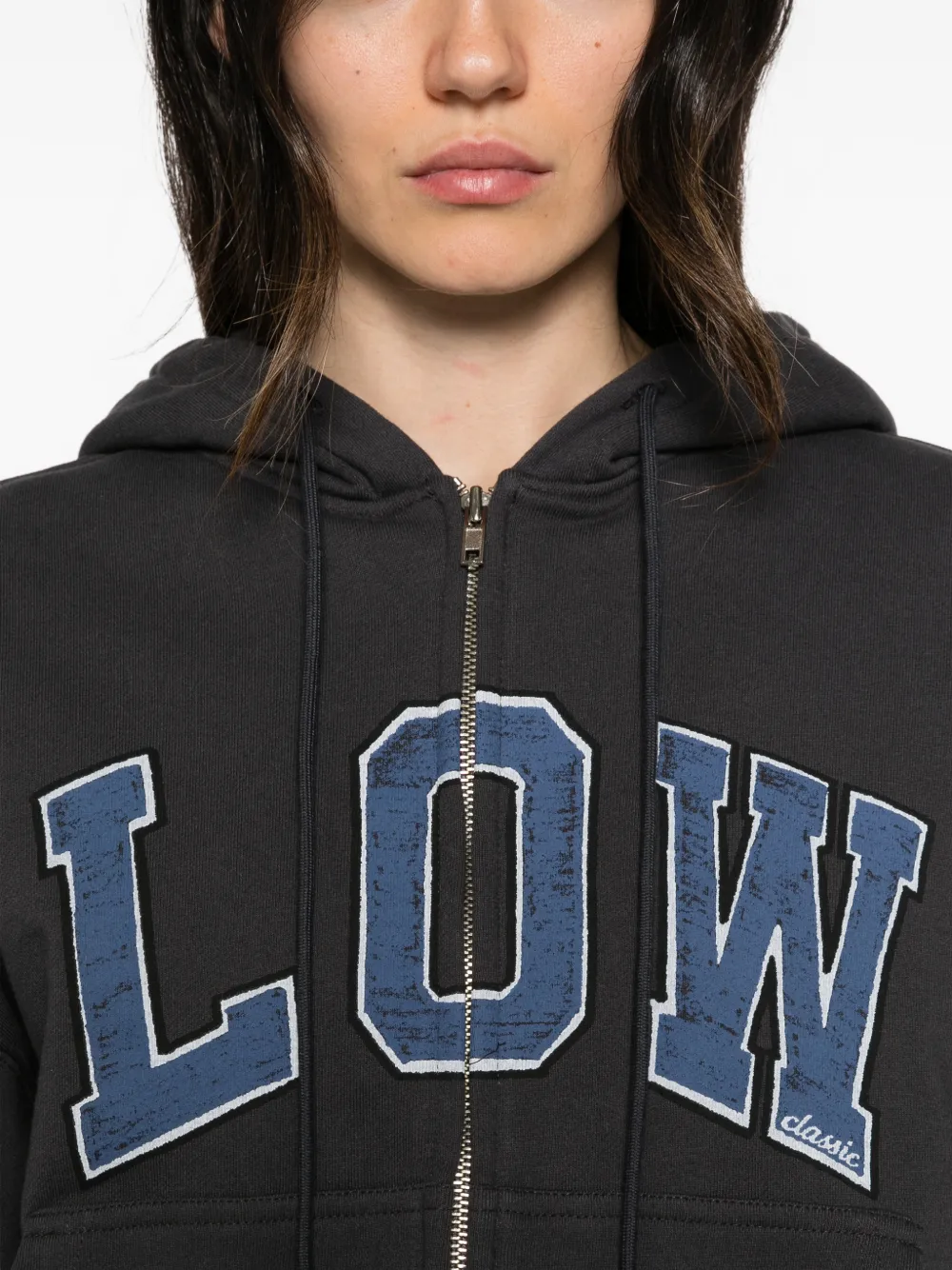 Low Classic logo-appliqué zip-up hoodie Grijs