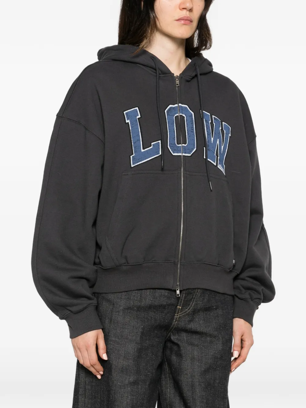 Low Classic logo-appliqué zip-up hoodie Grijs