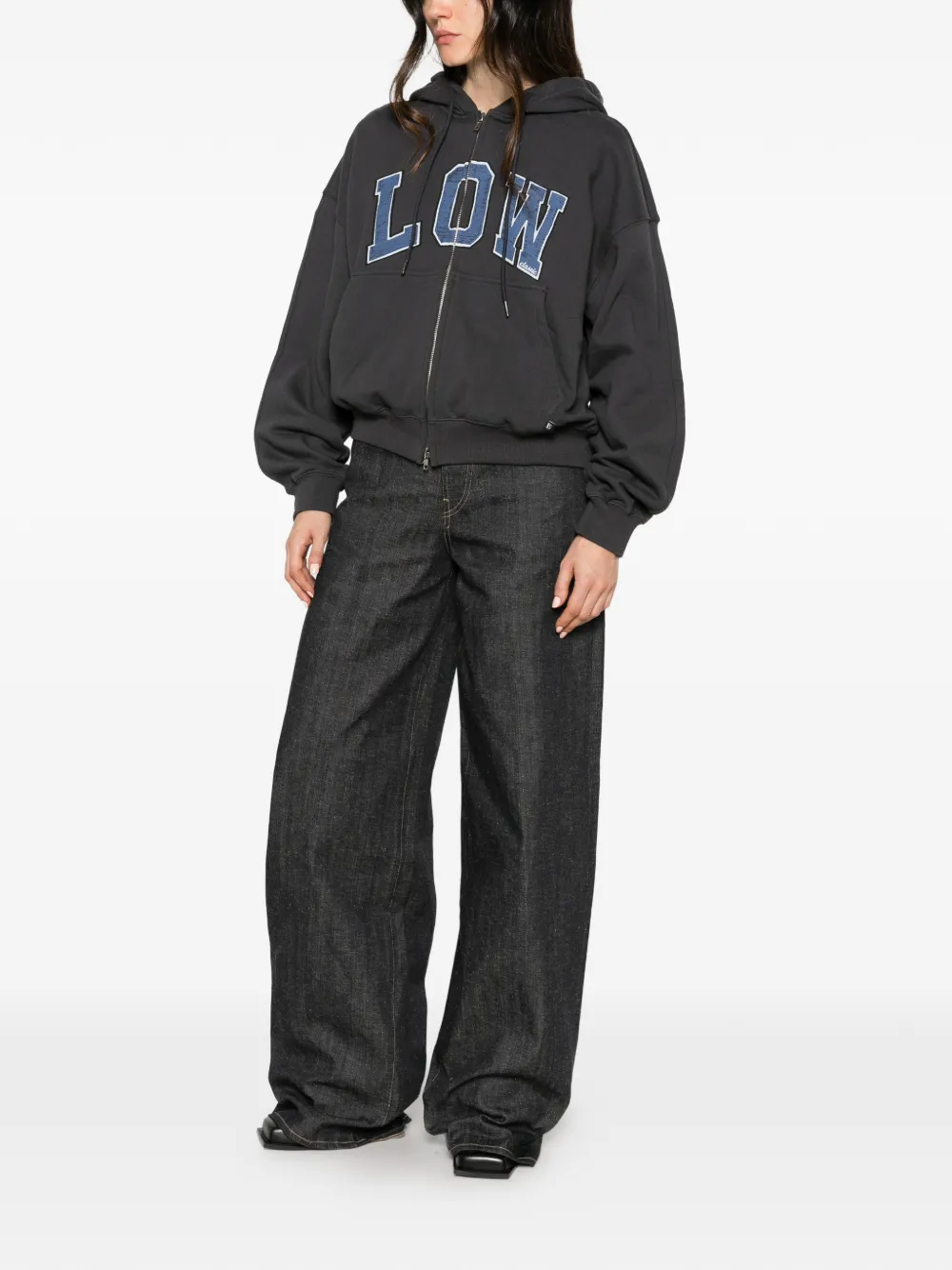 Low Classic logo-appliqué zip-up hoodie Grijs