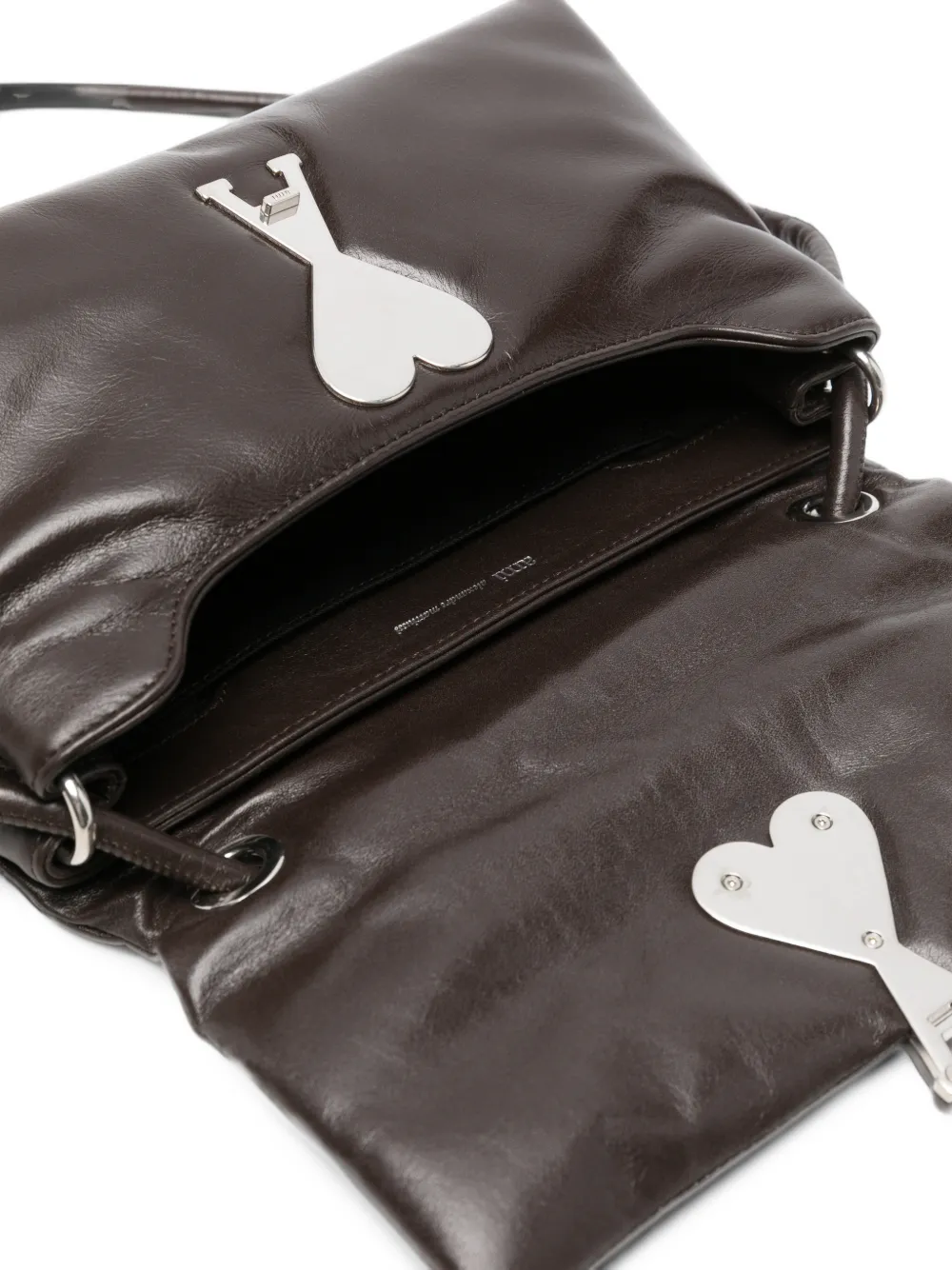 AMI Paris Voulez-Vous padded leather shoulder bag Bruin