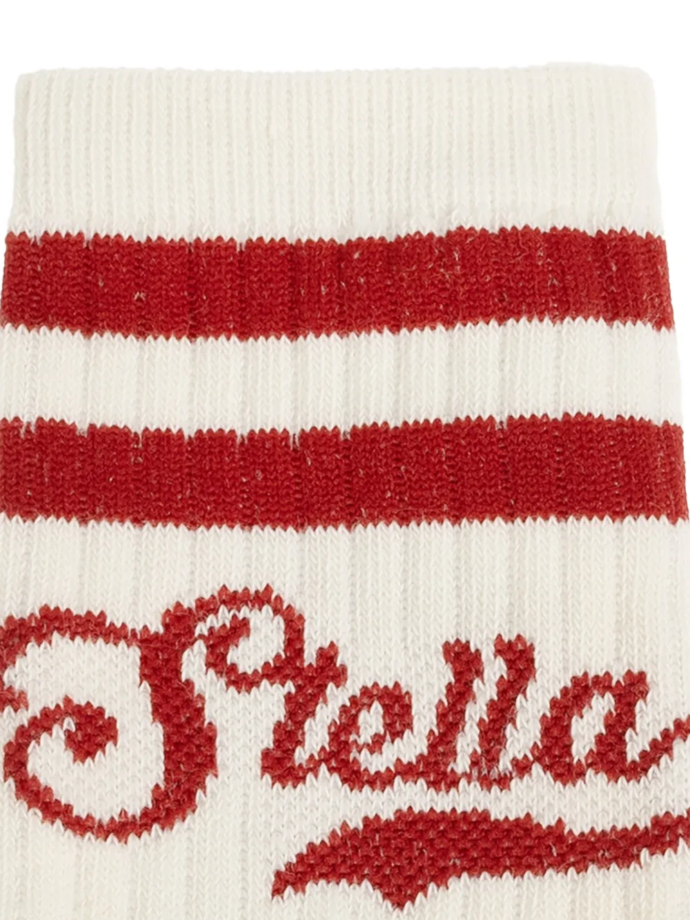 Stella McCartney Kids Gestreepte sokken met intarsia logo Beige