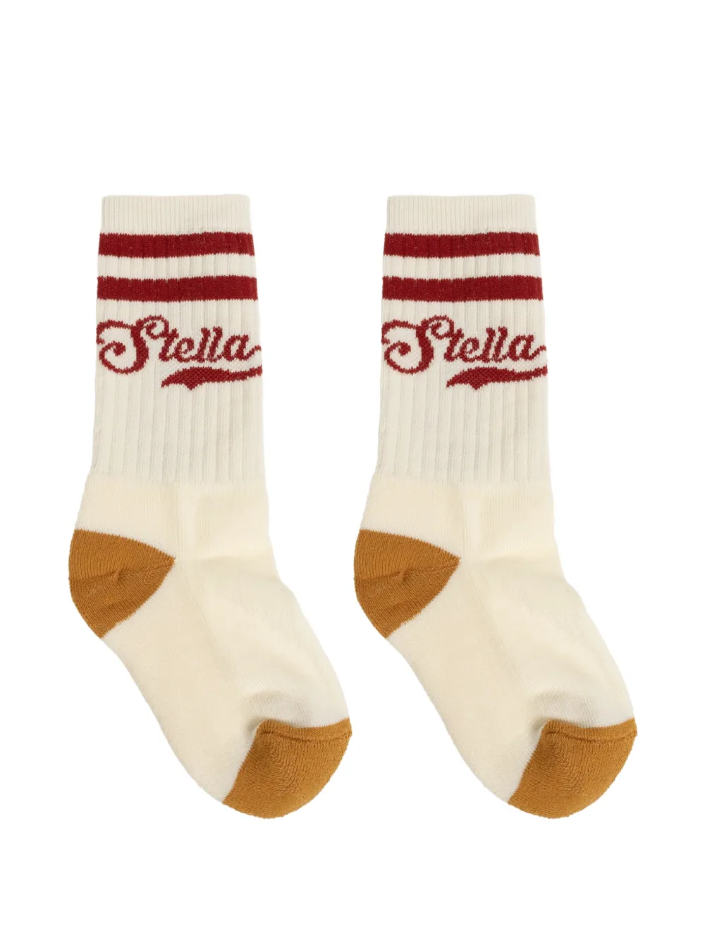Stella McCartney Kids Calzini a righe con logo a intarsio - Toni neutri