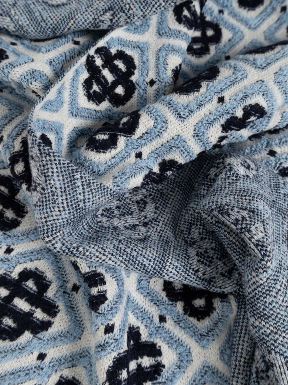 CASABLANCA KIDS monogram-pattern knit scarf Blauw