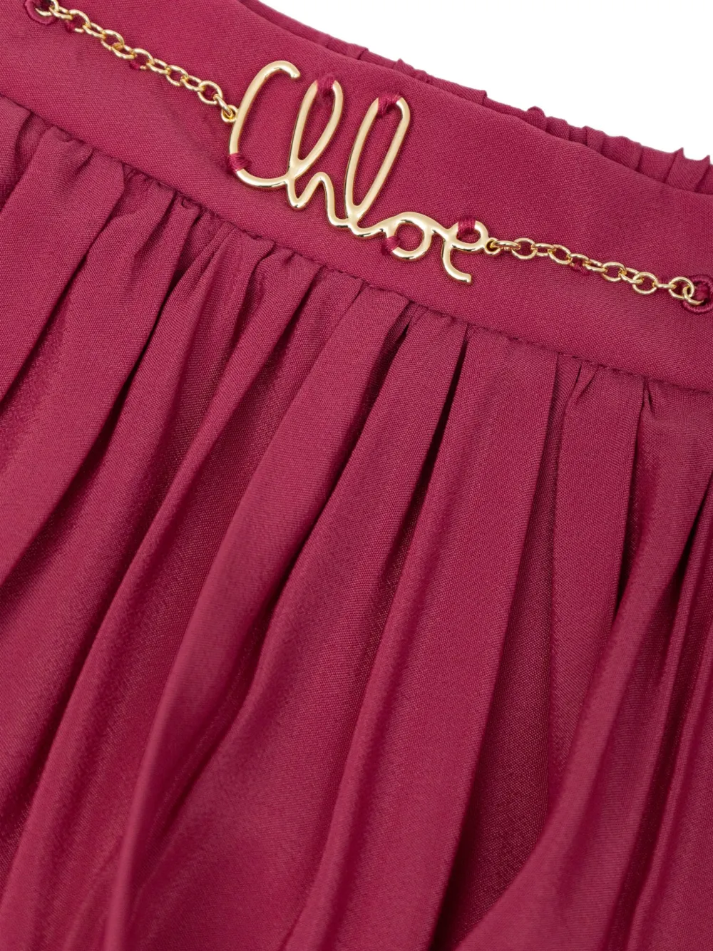 Chloé ruffled logo-plaque skirt Roze