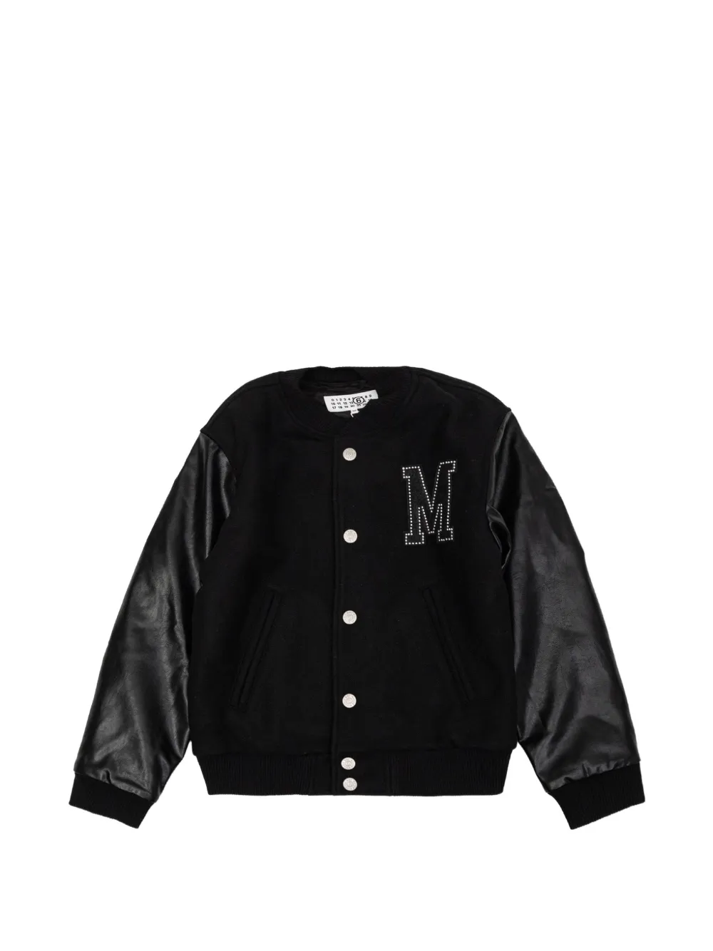 MM6 Maison Margiela Kids embellished patch varsity jacket - Schwarz