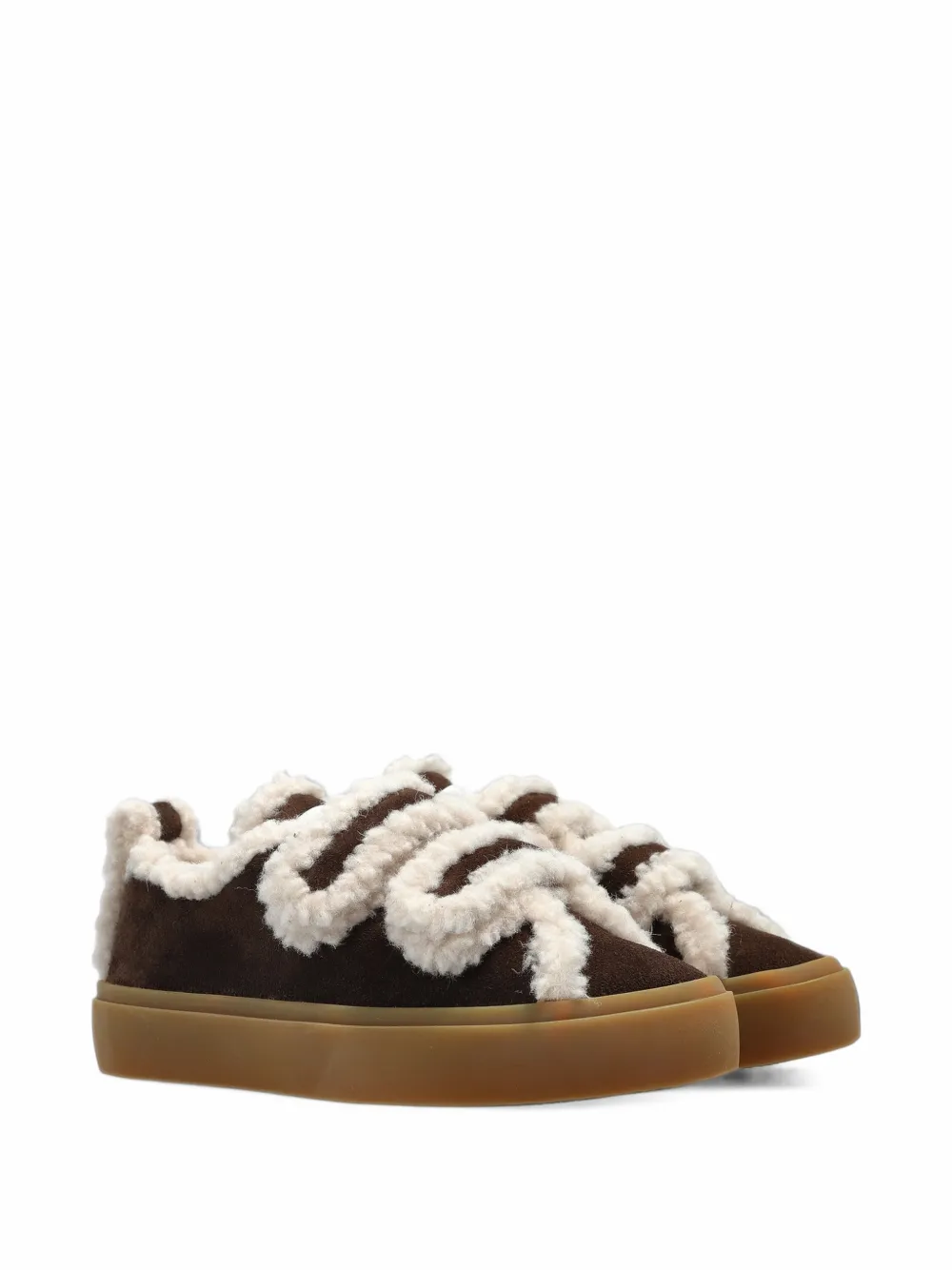 Inuikii Shearling Low Velcro touch-strap sneakers - Marrone