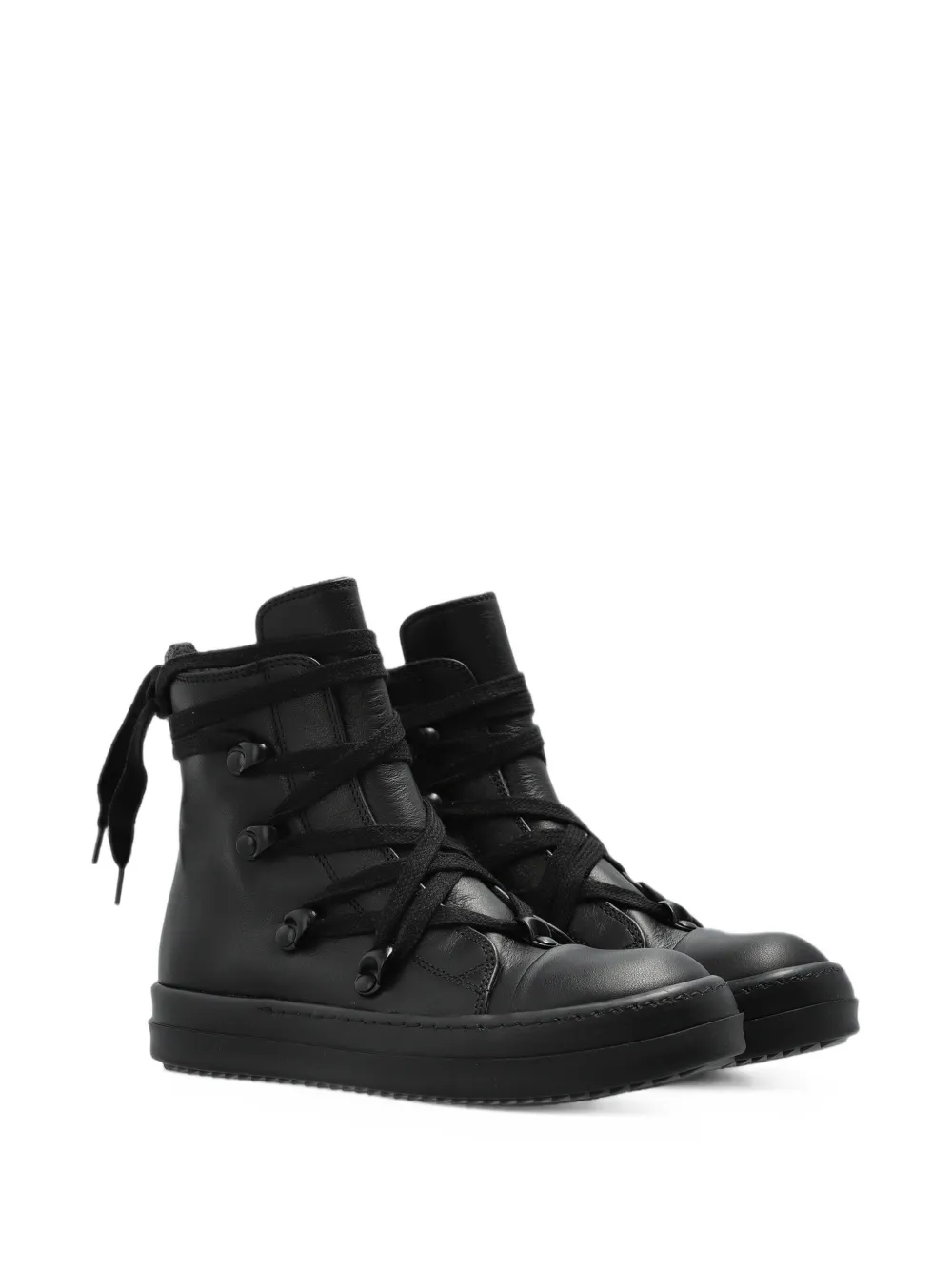 Rick Owens Kids baskets Hexalace en cuir - Noir