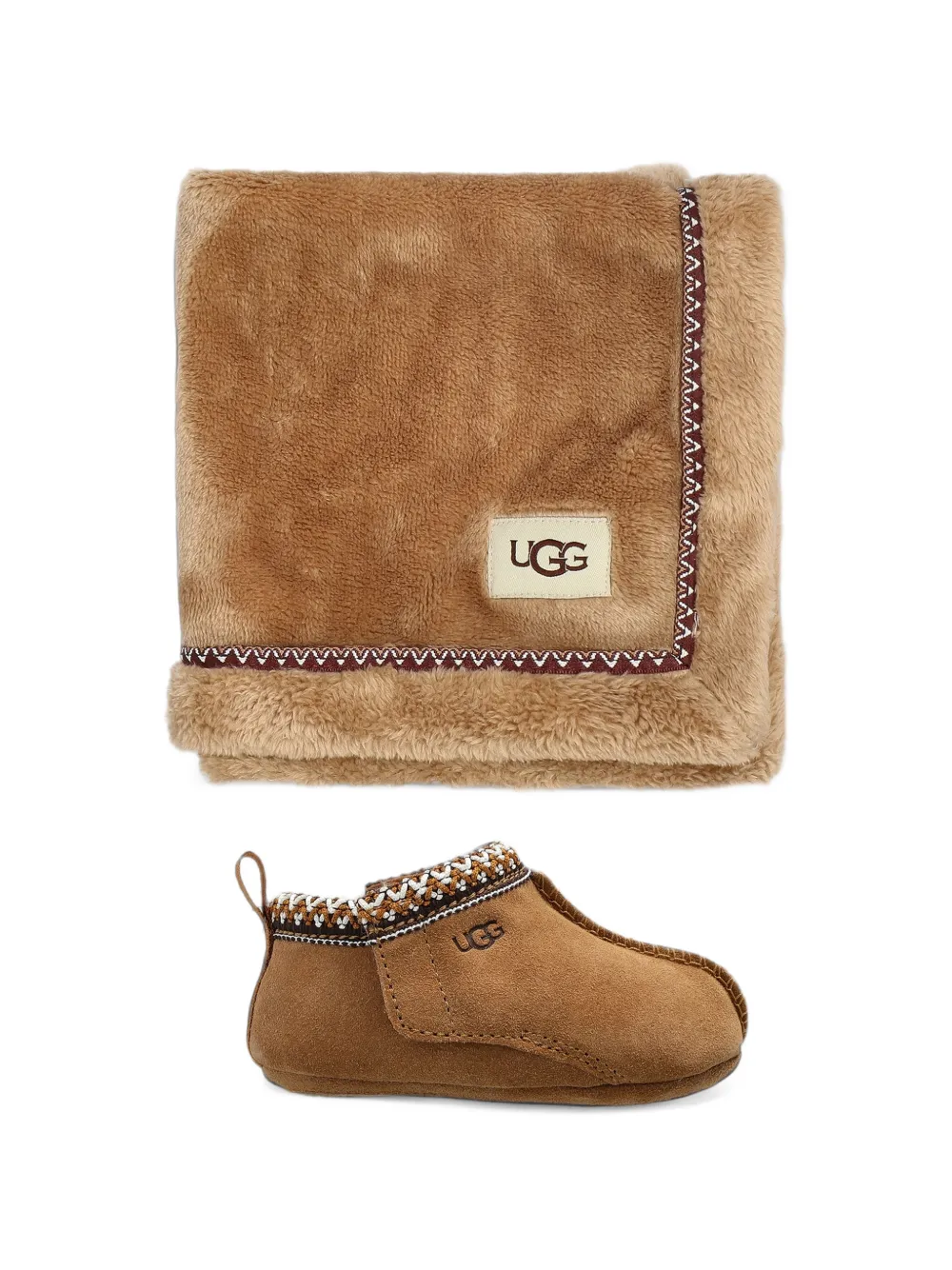 UGG Kids Baby Tasman and Lovey shoes and blanket set (set of two) - Marrone