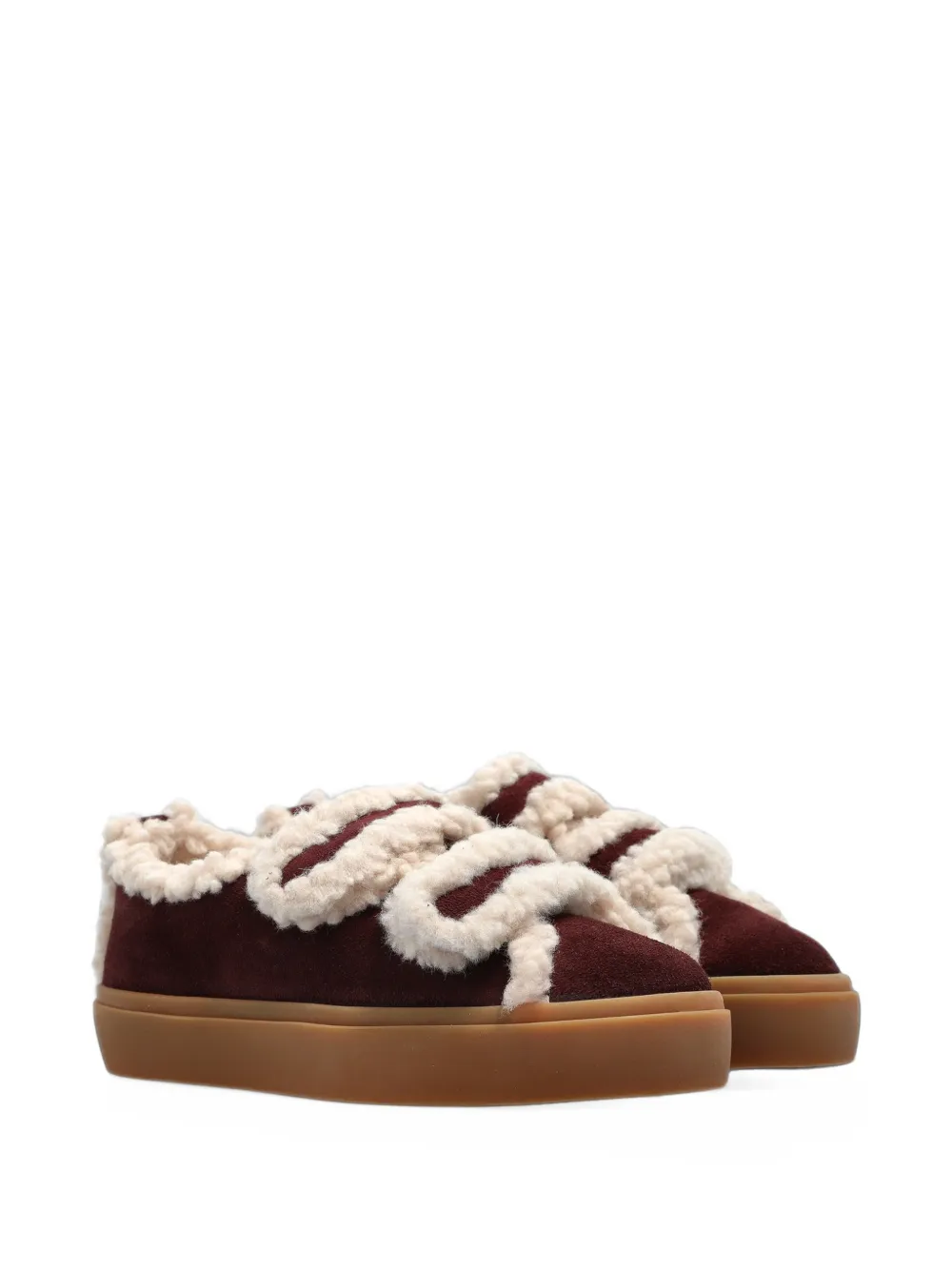 Inuikii Shearling Low Velcro touch-strap sneakers - Rosso