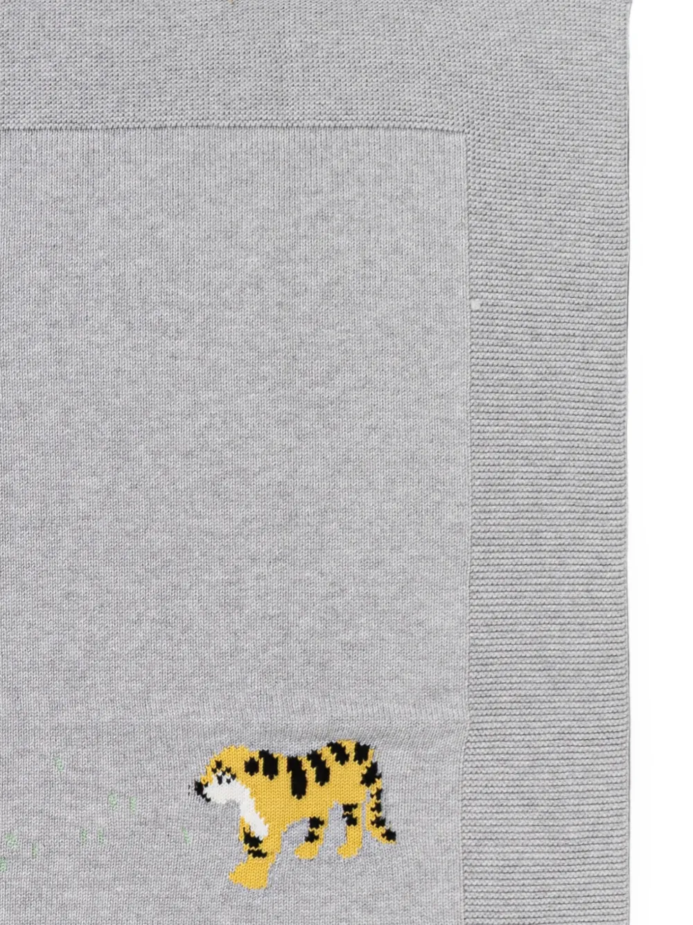 Stella McCartney Kids Ocelot gebreide deken met tijger-intarsia Grijs