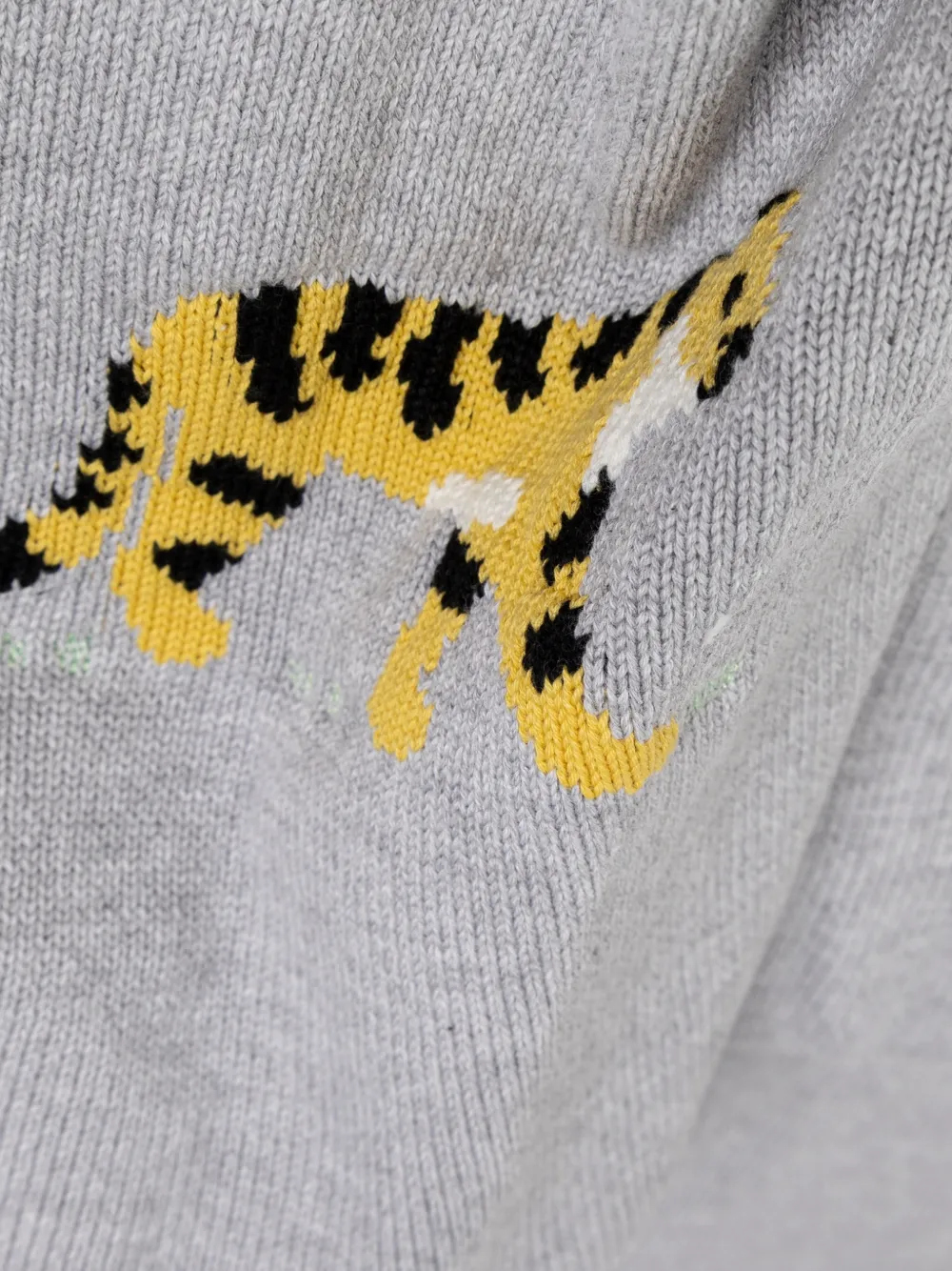 Stella McCartney Kids Ocelot gebreide deken met tijger-intarsia Grijs