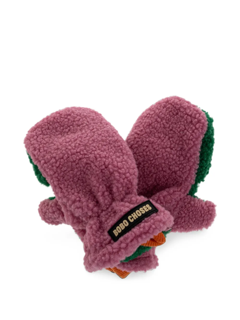 Bobo Choses Color Block fleece-texture insulated mittens - Rosa