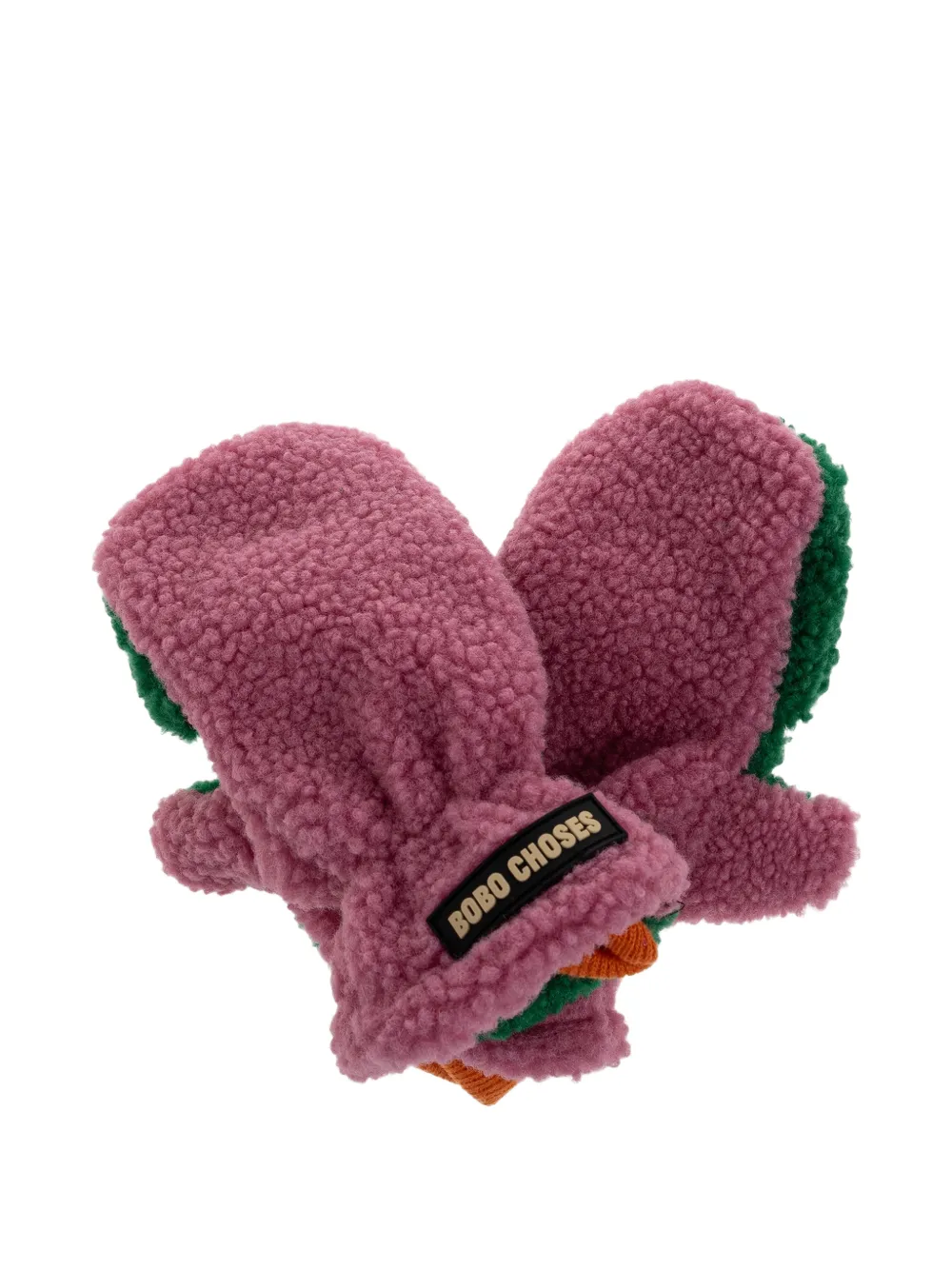 Bobo Choses Color Block fleece-texture insulated mittens - Rosa