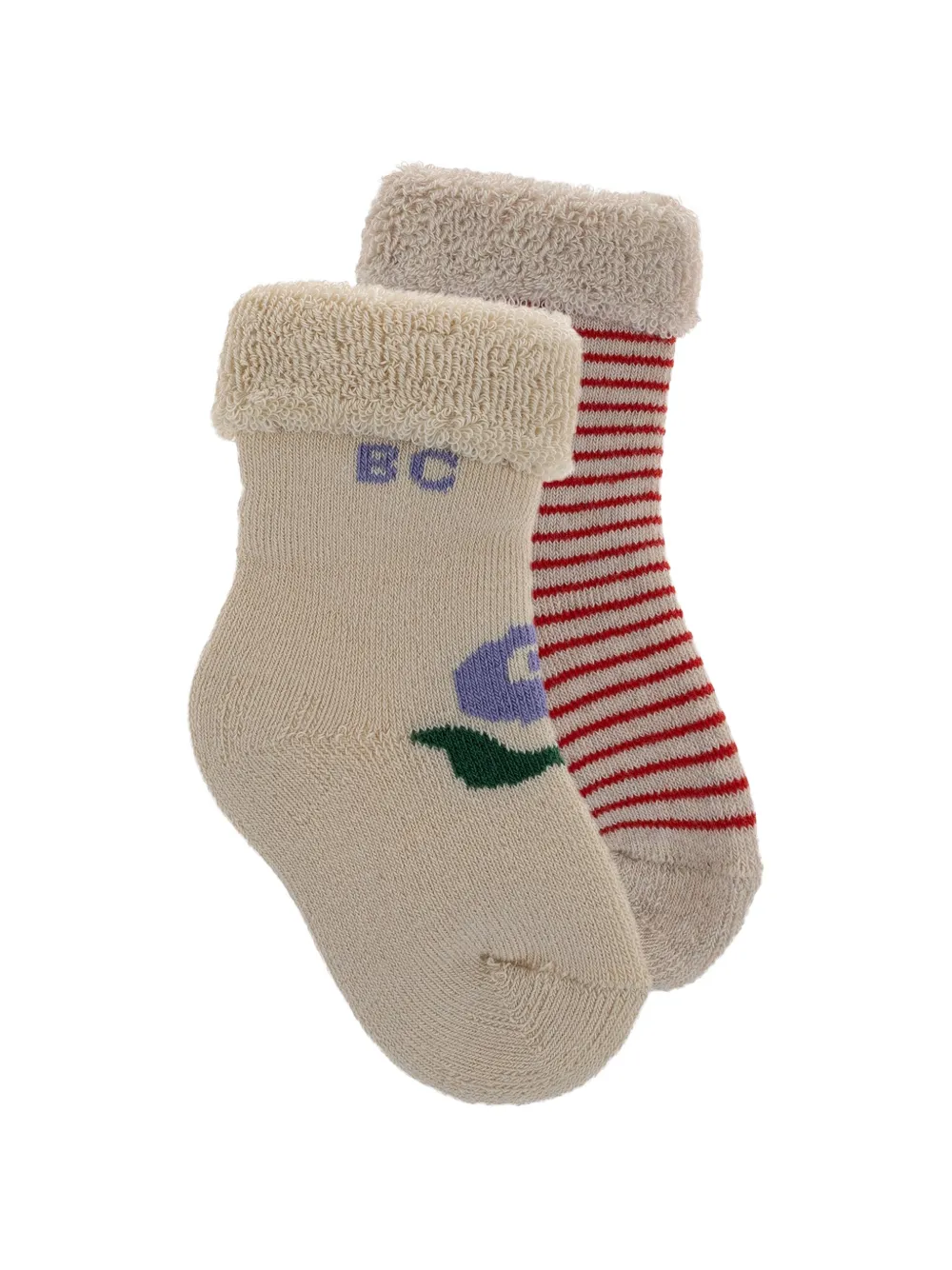 Bobo Choses striped floral-print socks (set of two) Beige