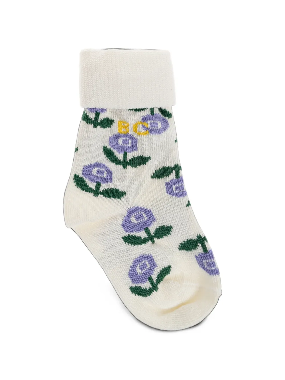 Bobo Choses Twee paar sokken met geribbelde manchetten en bloemen-intarsia Wit