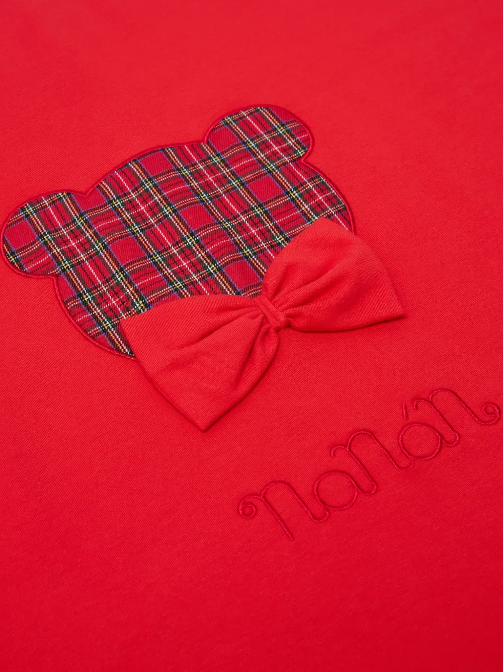 NANAN Deken met tartan beer-patch Rood
