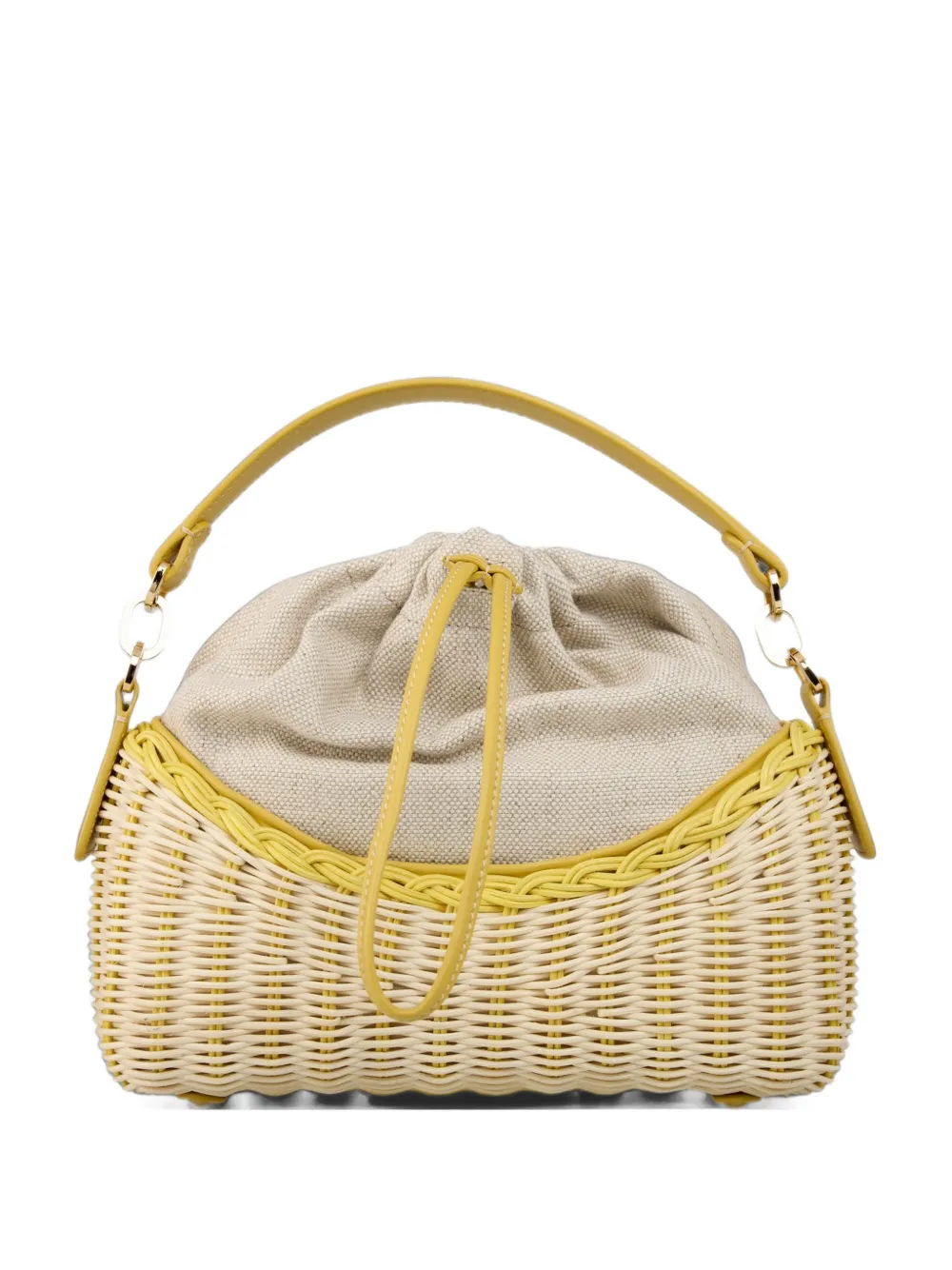 Rodo woven-wicker drawstring clutch bag - Giallo