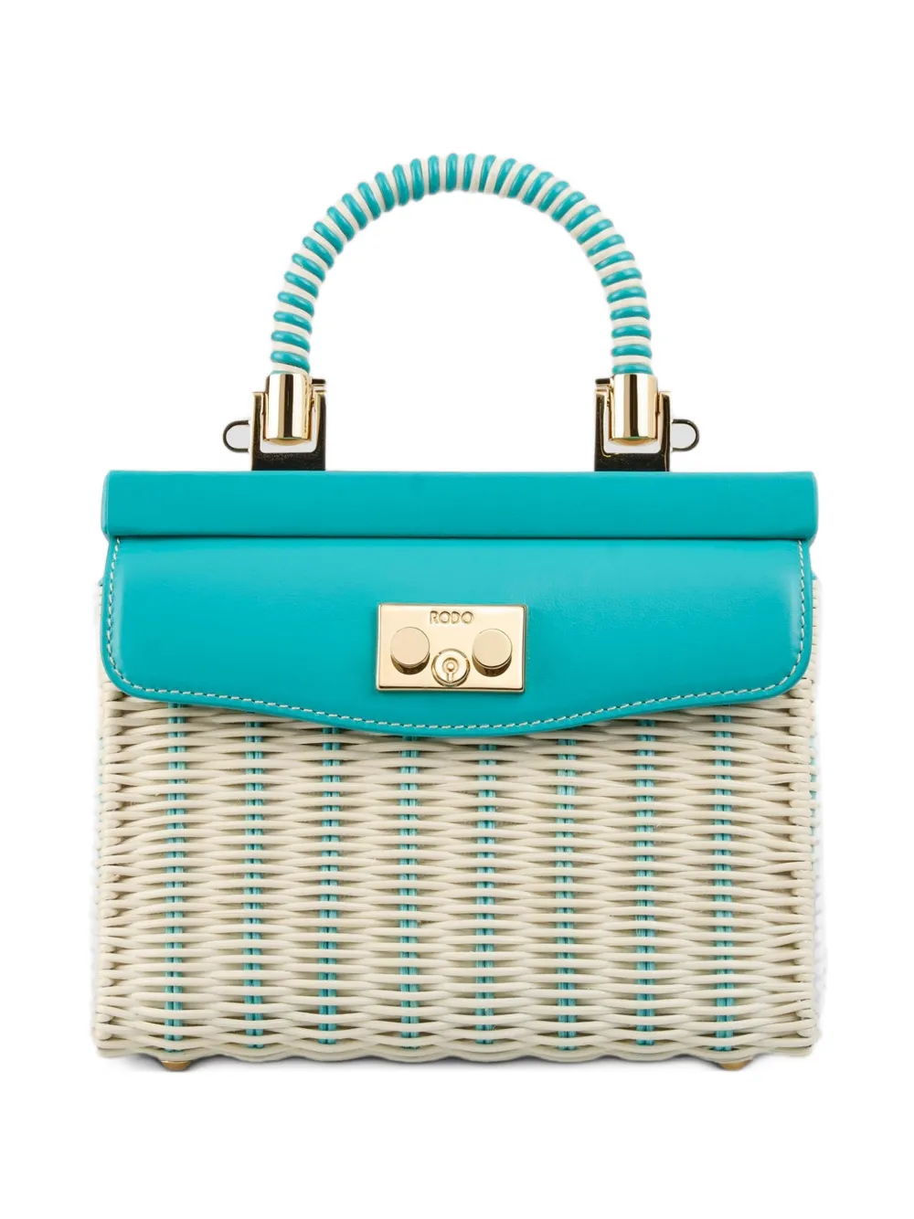 Rodo calf leather-trim clutch bag - Blu