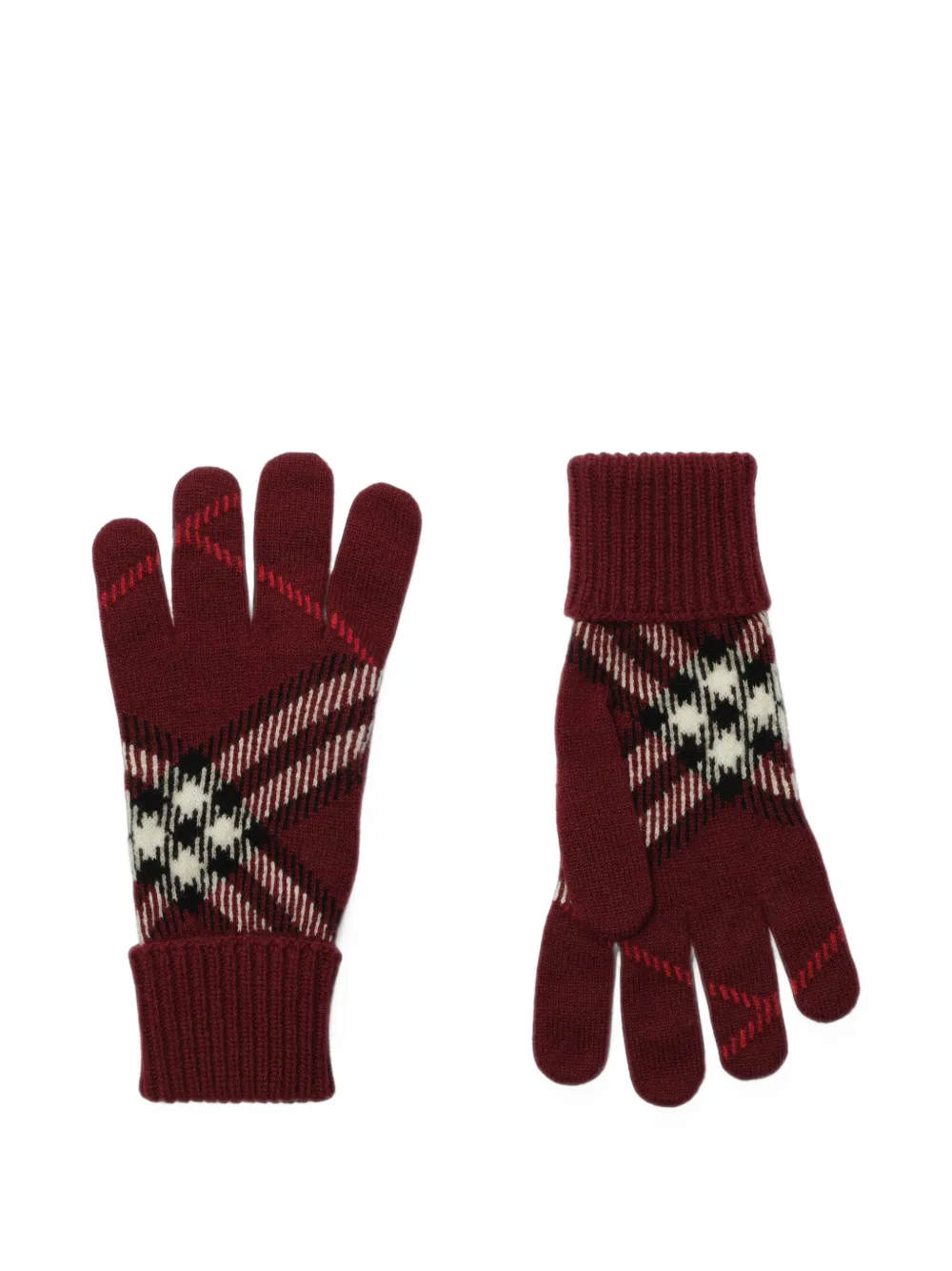 Burberry Check cashmere blend gloves Rood