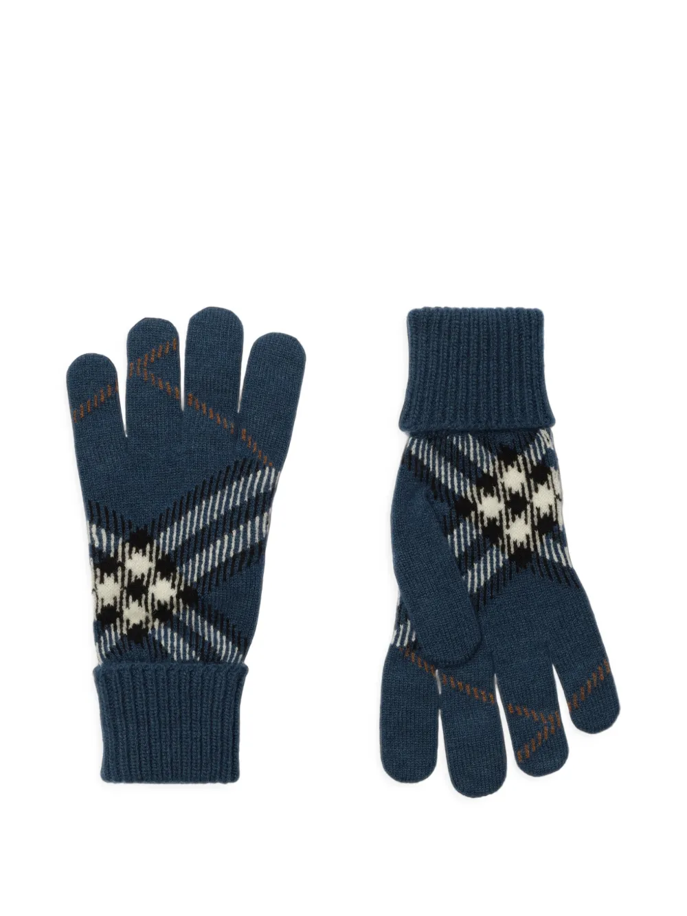 Burberry Check cashmere blend gloves Blauw