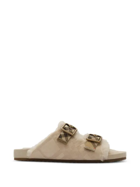 Burberry Check shearling Urchin sandals