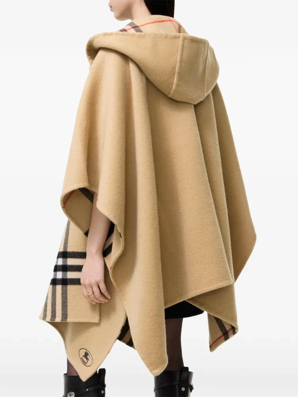 Burberry Check cashmere hooded cape Beige
