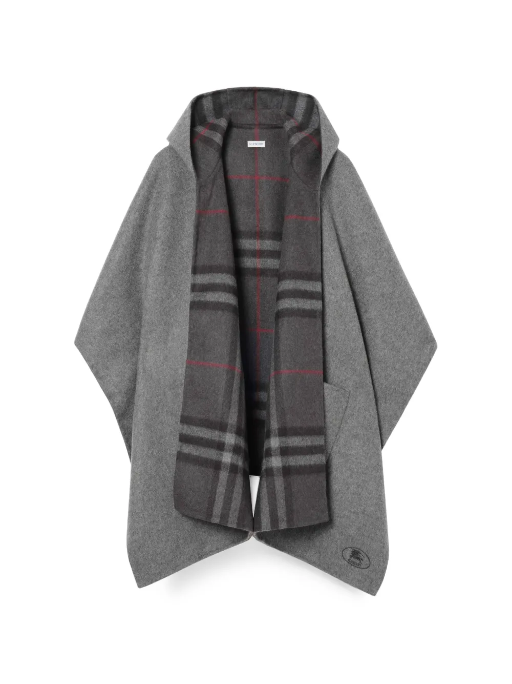 Burberry reversible Check cashmere hooded cape - Grau