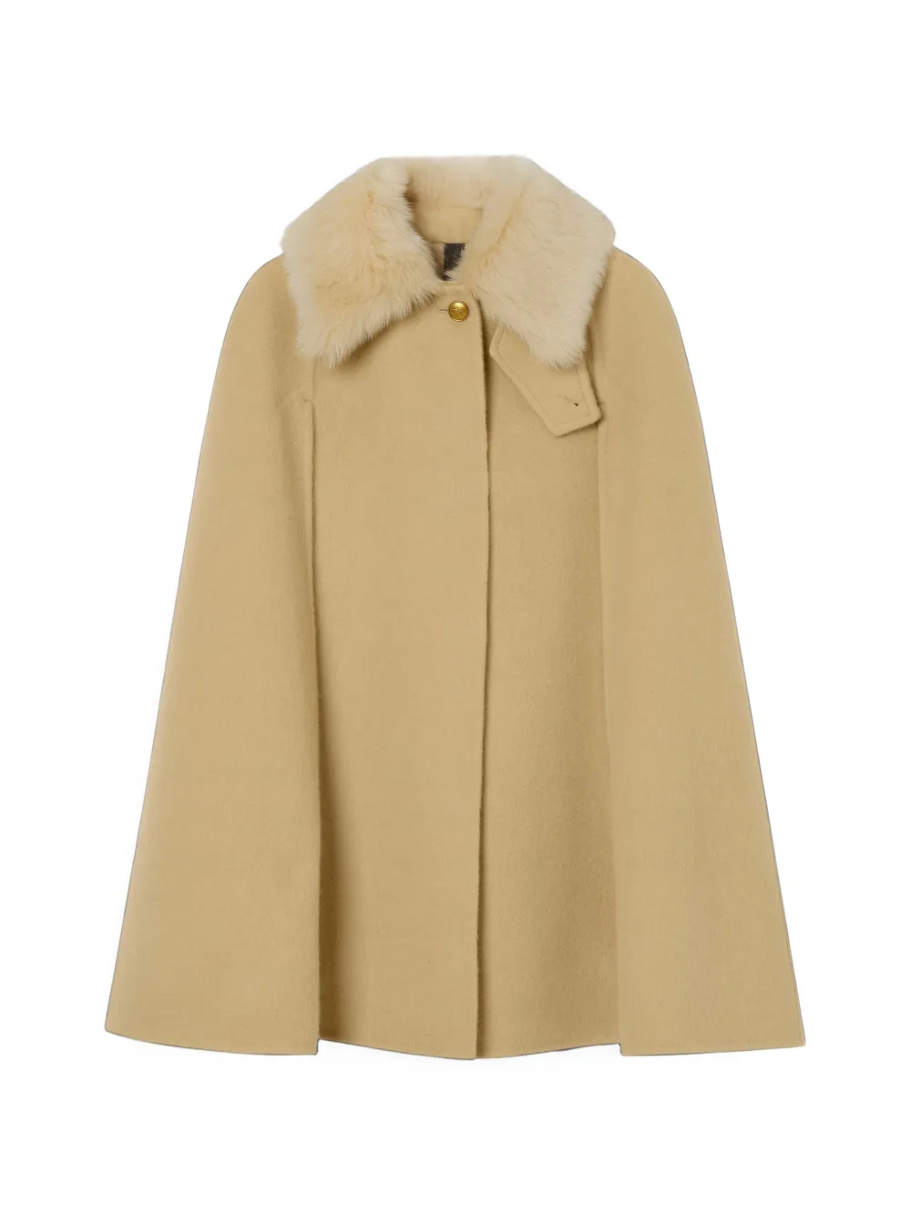 Burberry shearling collar cashmere cape - Nude