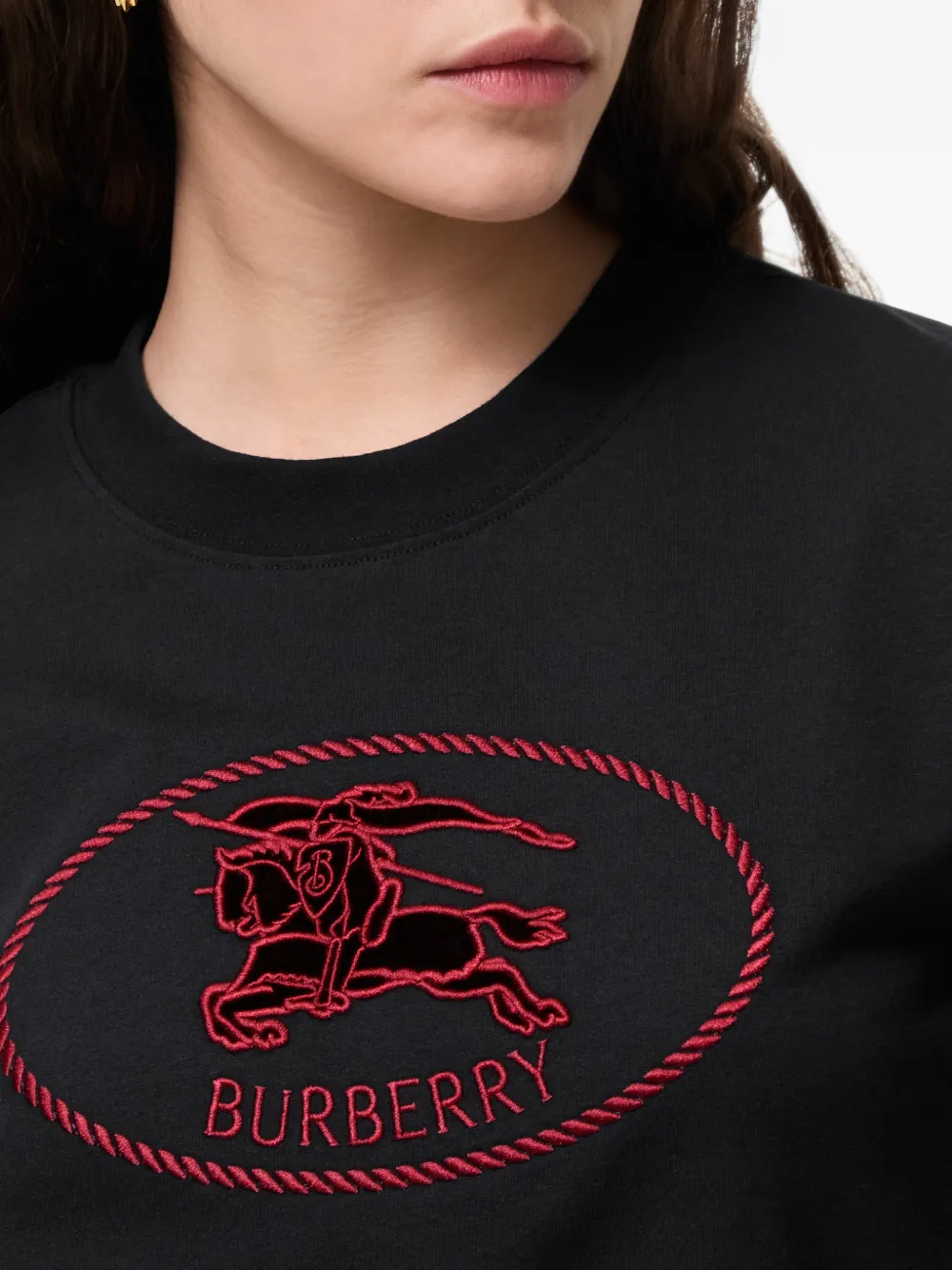 Burberry Knight stamp cotton T-shirt Zwart