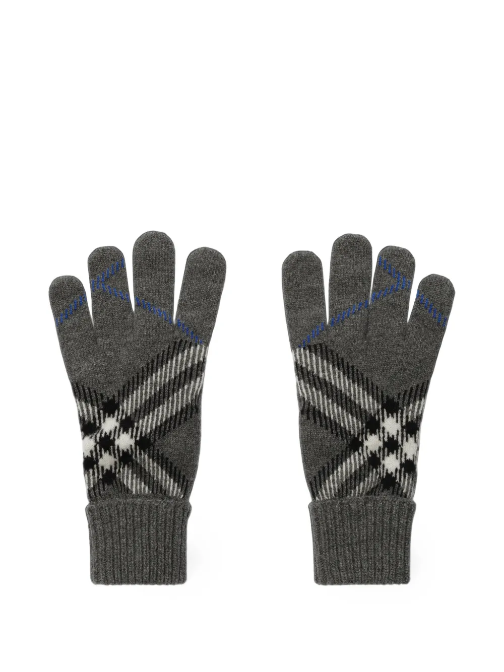 Burberry Check cashmere blend gloves Grijs