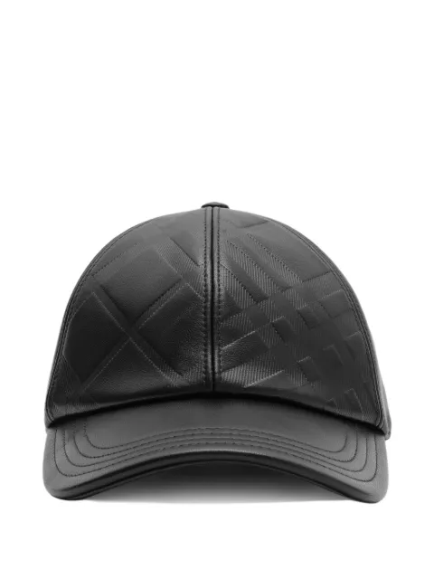 Burberry gorra de béisbol de piel con motivo Check en relieve