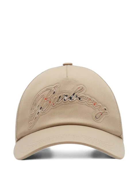 Burberry Check cursive logo gabardine baseball cap