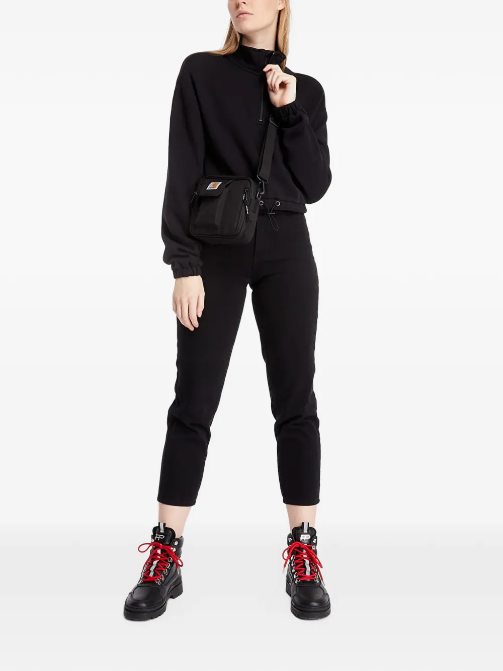 Vans Half-zip Logo-embroidered Hoodie In Black