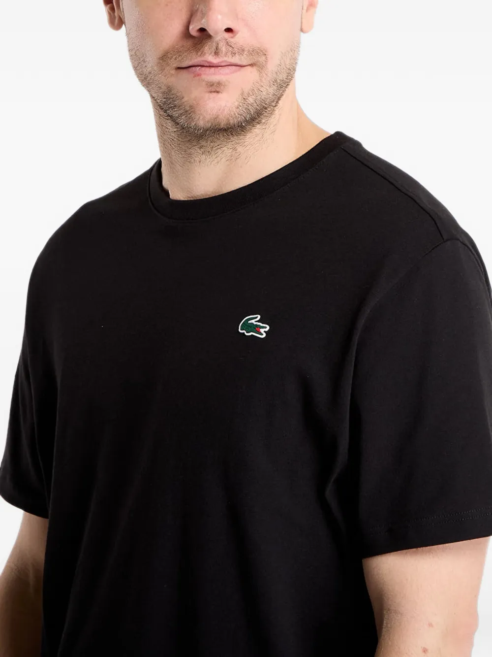 Lacoste sports T-shirt with crocodile graphic and Ultra-Dry technology Zwart