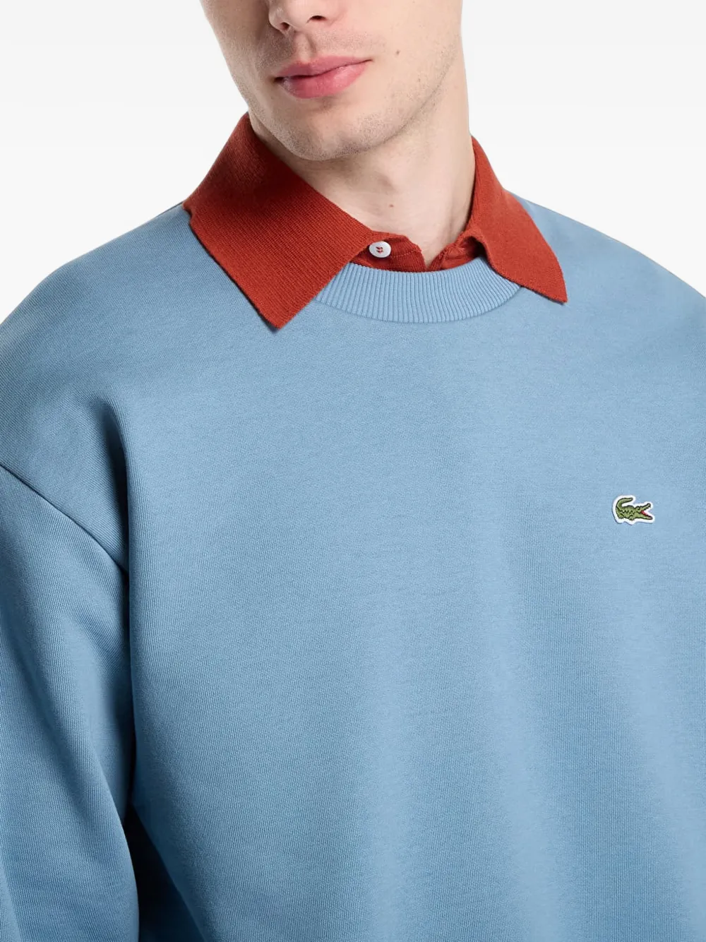 Lacoste cotton fleece sweatshirt Blauw