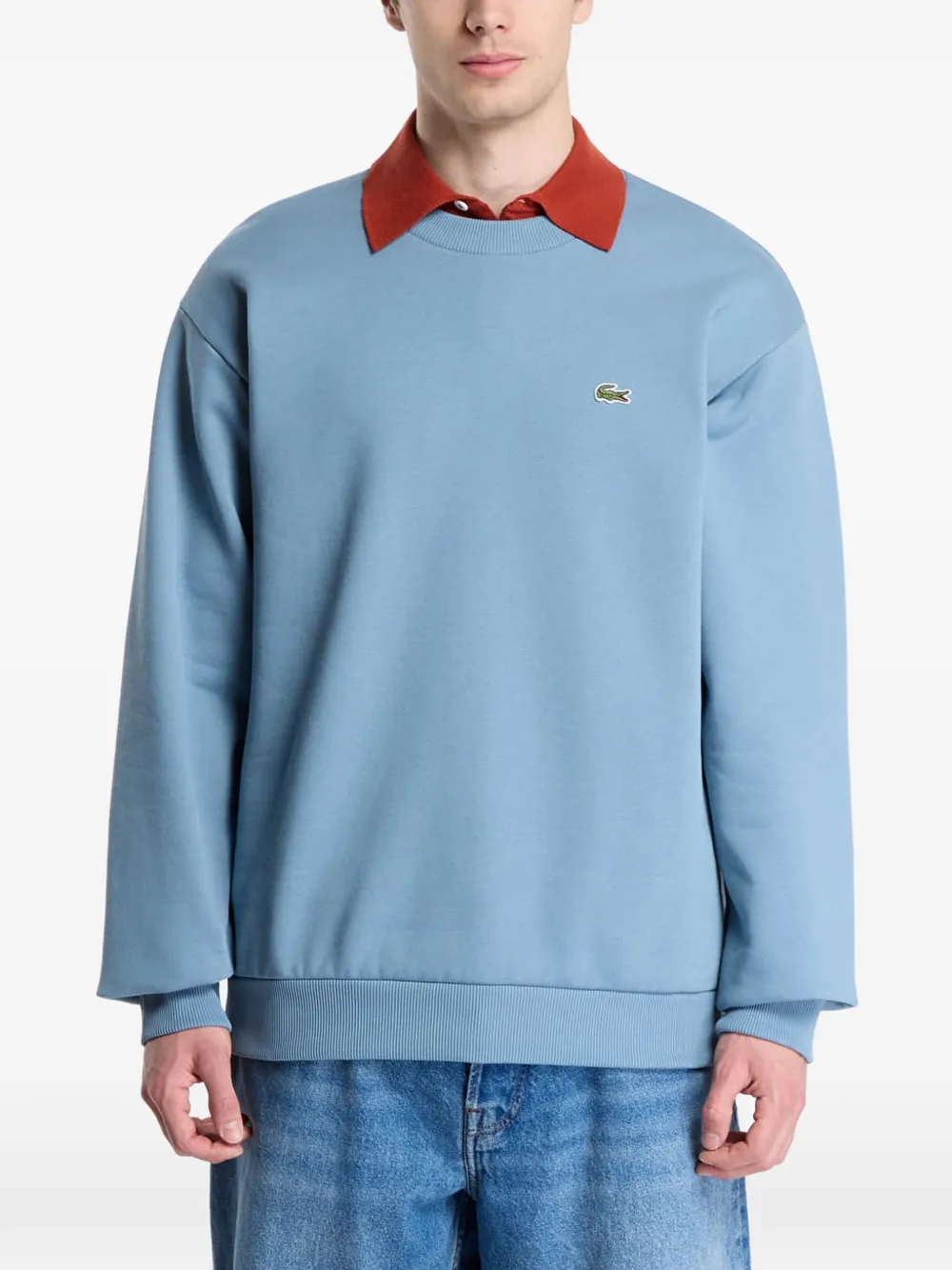 Lacoste cotton fleece sweatshirt Blauw