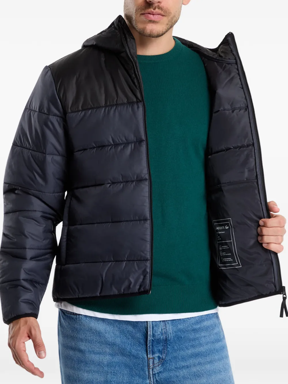 Lacoste hooded puffer jacket Blauw
