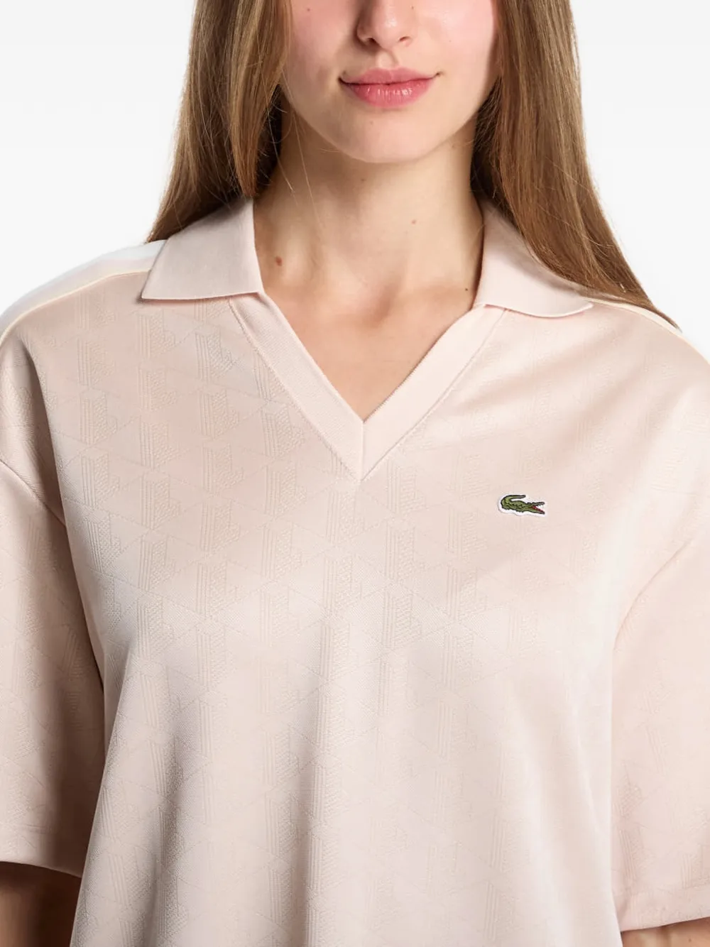 Lacoste monogram-jacquard polo dress Roze