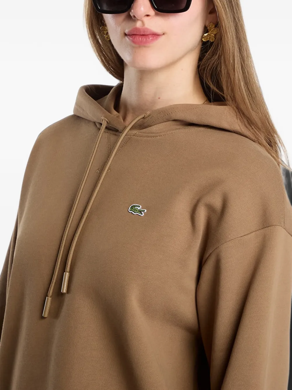 Lacoste oversized fleece hoodie Bruin