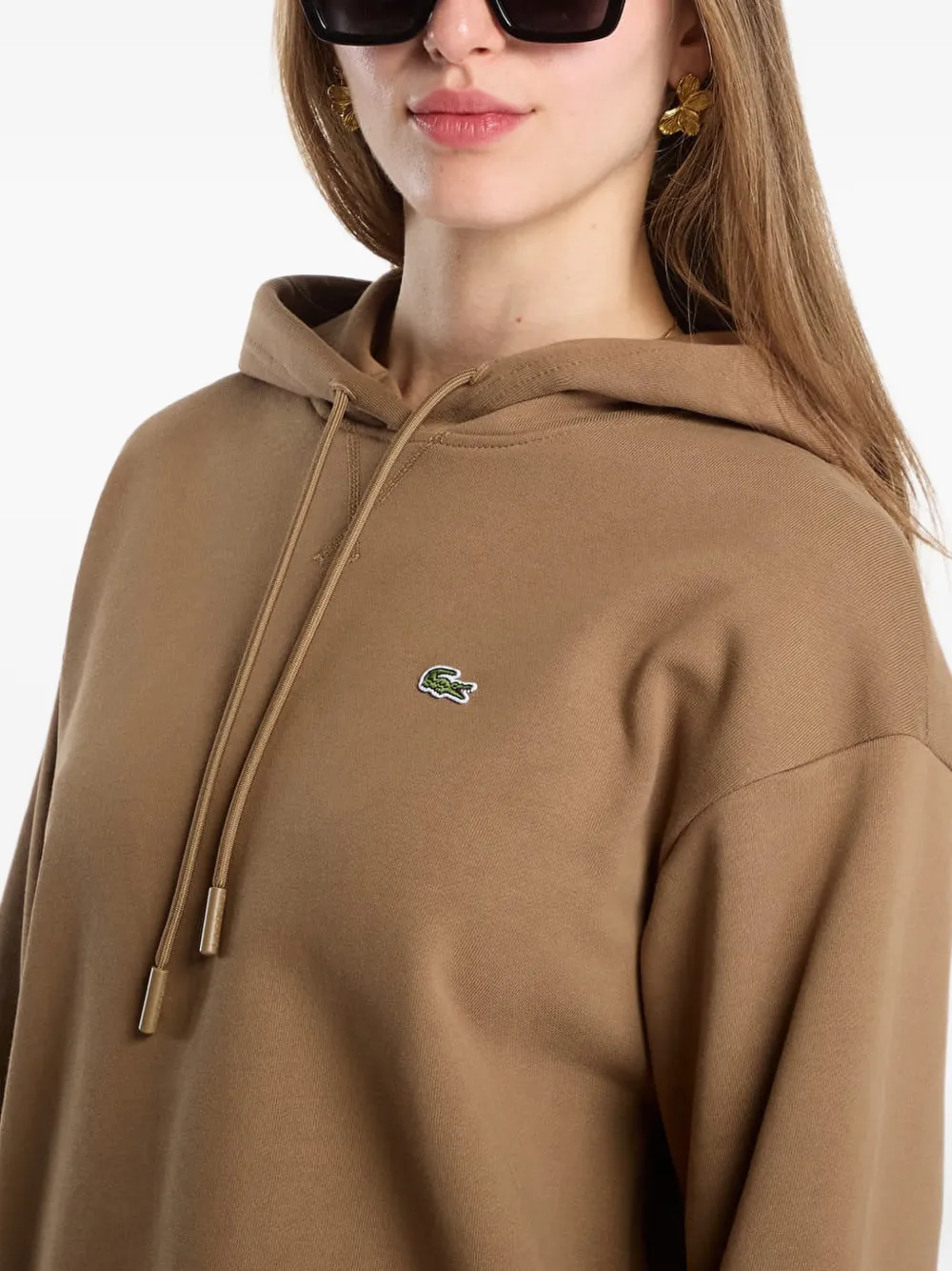Lacoste oversized fleece hoodie Bruin