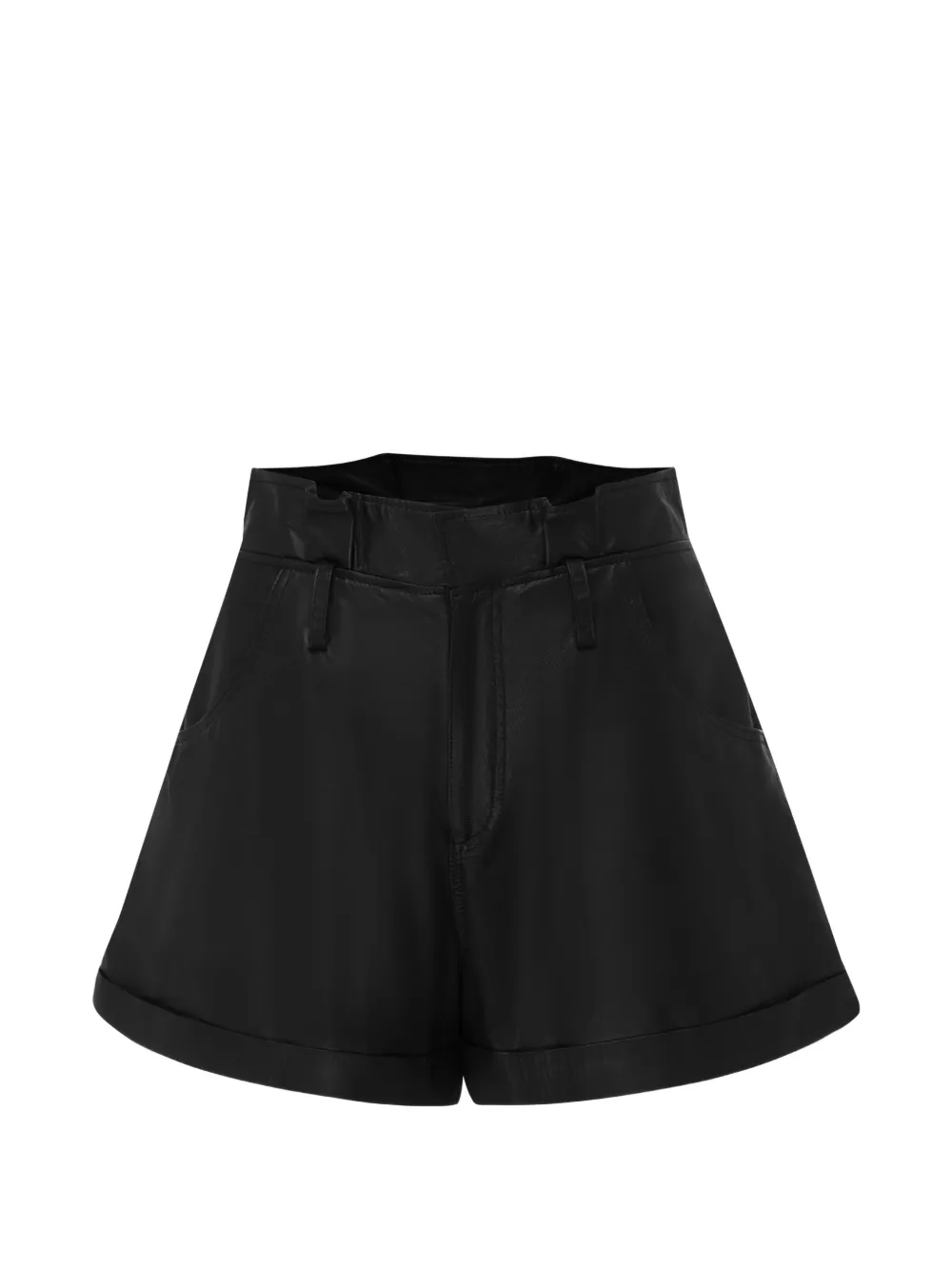WEST 14TH Sullivan paperbag leather shorts - Black