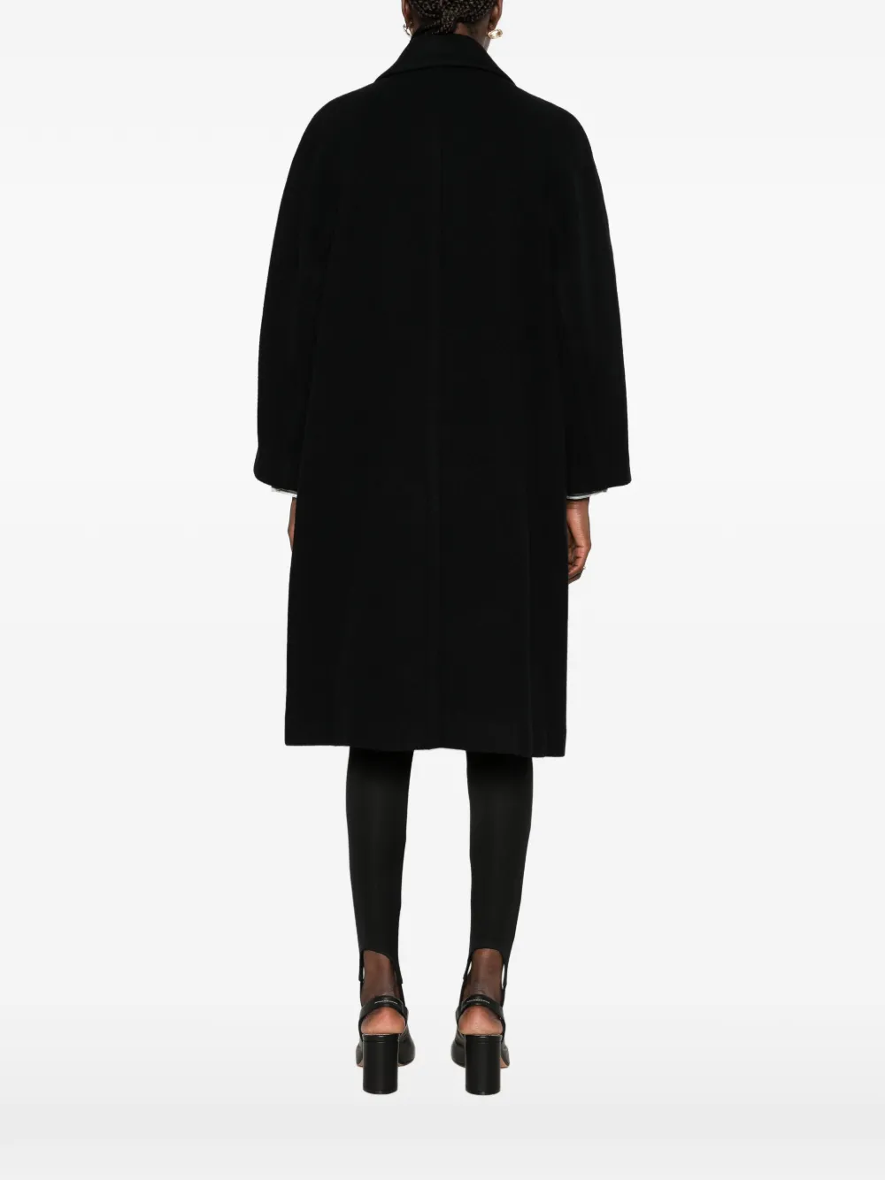 Low Classic button-up collared coat Zwart