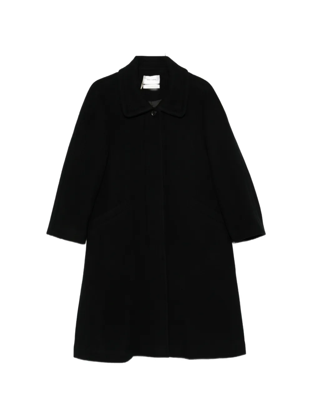 Low Classic button-up collared coat Zwart